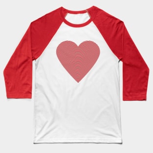 Stripes Heart Art Design Red Baseball T-Shirt